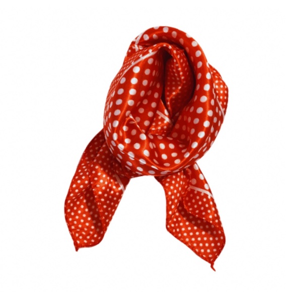 Red White Polka Dot Print Neckerchief Bag Scarf - Picture 2 of 7